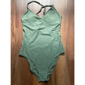 OLIVE GREEN Aerie Strappy Full Coverage One Piece Swimsuit